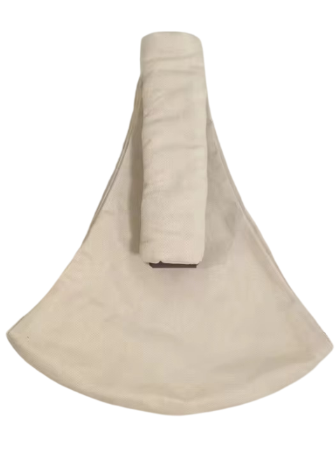 Beiger Stoffbeutel mit Henkel, umweltfreundlich, wiederverwendbar, Einkaufstasche, Baumwolle.