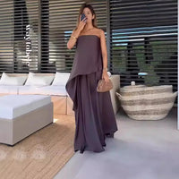 Zweiteiliges Schulterfreies Blusen- und Maxirock-Set für Damen – Jolina