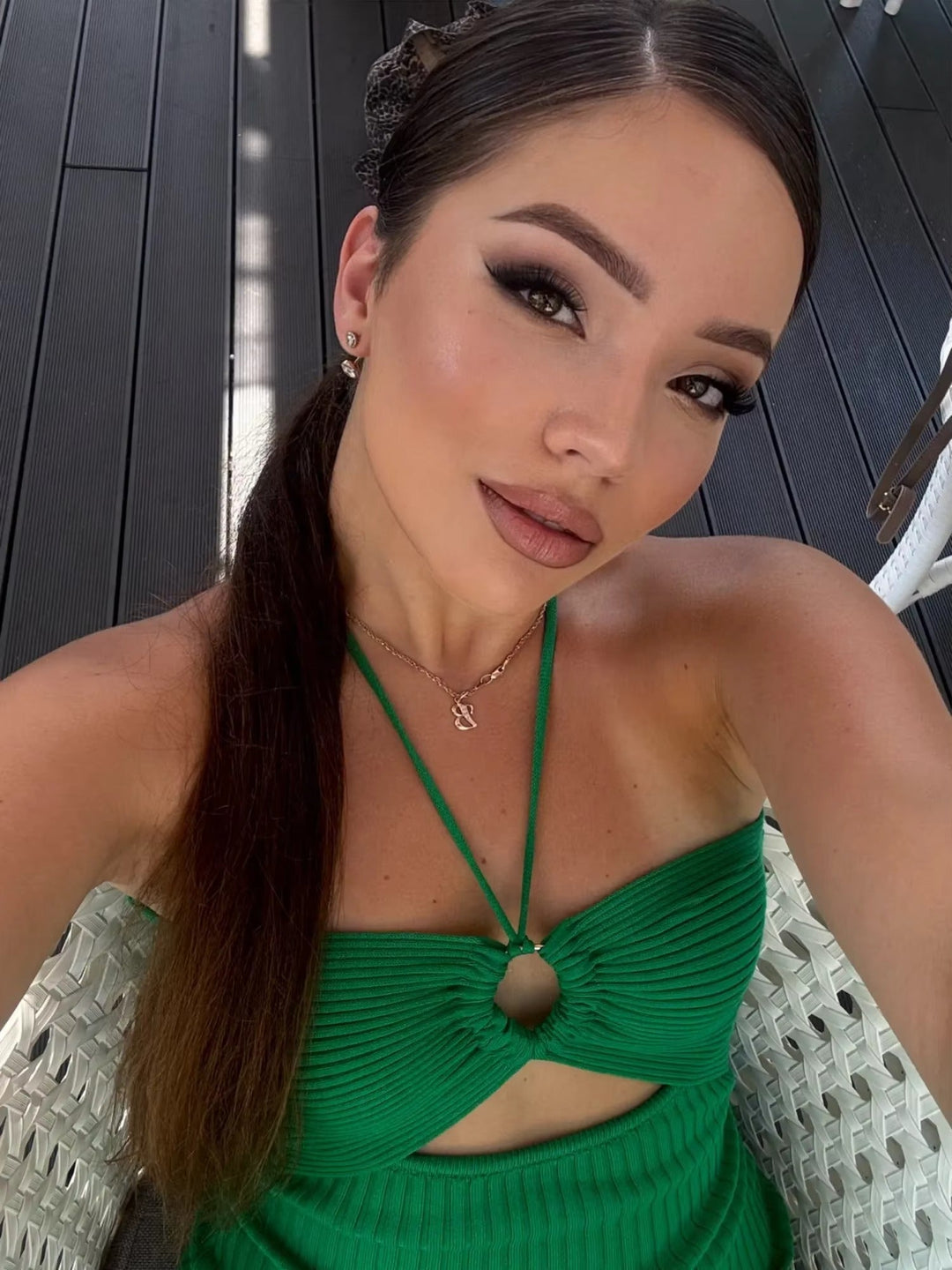 Trendy rückenfreies Maxi-Strickkleid mit Seitenschlitz für Damen (Einheitsgröße) – Liora