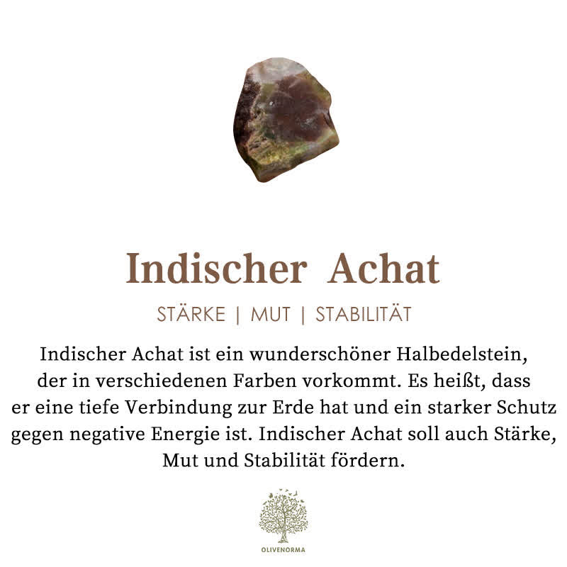 Indischer Achat Edelstein, braun-grün, Stärke, Mut, Stabilität, Halbedelstein, Naturstein.