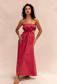 Rosa ärmelloses Bohemian Chic Kleid mit lockerer Passform – Elira