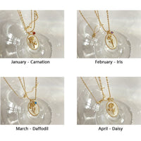 Goldene Halsketten mit Blumenanhängern für Januar bis April, Schmuck, Geburtstagsgeschenk.
