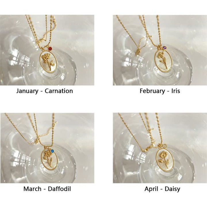 Goldene Halsketten mit Blumenanhängern für Januar bis April, Schmuck, Geburtstagsgeschenk.