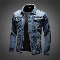 Blaue Jeansjacke Herren, Denim, klassisch, langärmelig, modisch, Freizeitkleidung.