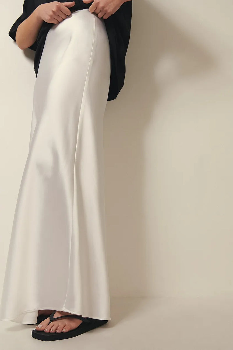 Satinierten Damenrock mit Hoher Taille – Elena Herbstzauber Edition