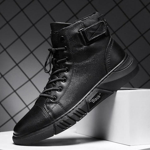 Schwarze Handgemachte Lederstiefel - Herbstzauber von NoirCraft