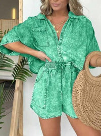 Trendige Damen Sommerbluse mit kurzen Ärmeln – Isabelle