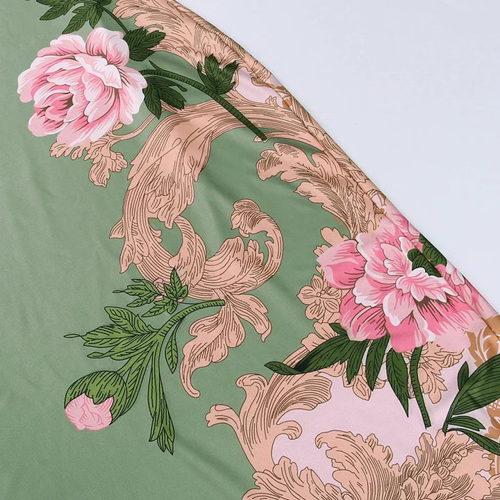 Florales Sommer-Maxikleid mit V-Ausschnitt und Spaghettiträgern - Alina