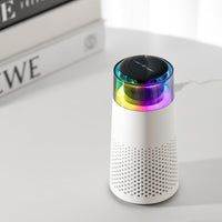 Weißer Bluetooth-Lautsprecher mit LED-Licht, modern, kabellos, Tischdekoration, Musikgerät.