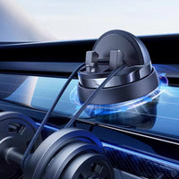 Schwarzer magnetischer Handyhalter fürs Auto, rutschfest, universell einsetzbar, modernes Design.