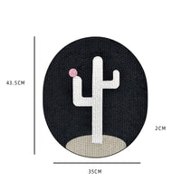 Runder Teppich mit Kaktus-Design, schwarz-weiß, 43,5x35cm, 2cm dick, moderner Wohnstil.