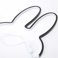 LED-Nachtlampe Hase, modernes USB-Design, Kinderzimmer, schwarz-weiß, Geschenkidee.