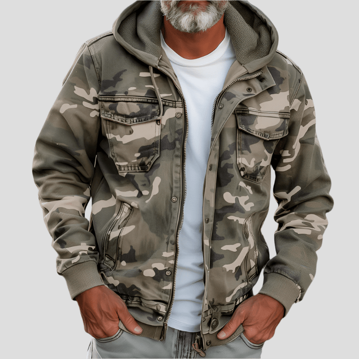 Herren-Kapuzenjacke im herbstlichen Camouflage-Look – Bruno
