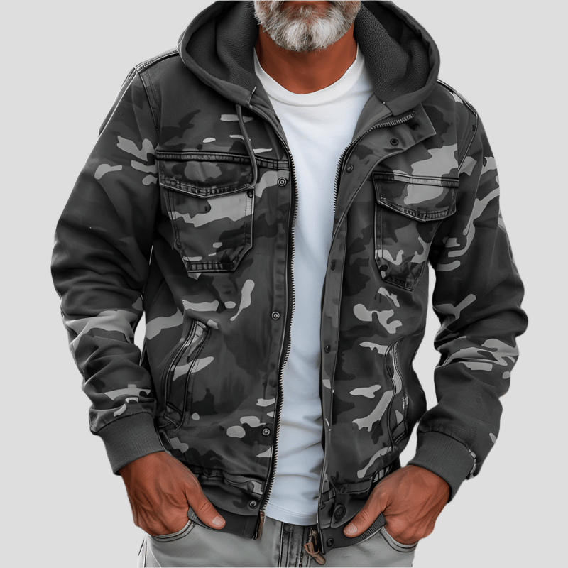 Herren-Kapuzenjacke im herbstlichen Camouflage-Look – Bruno