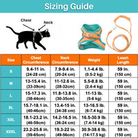 Orange Katzengeschirr und Leine Set, verstellbar, atmungsaktiv, für Spaziergänge.