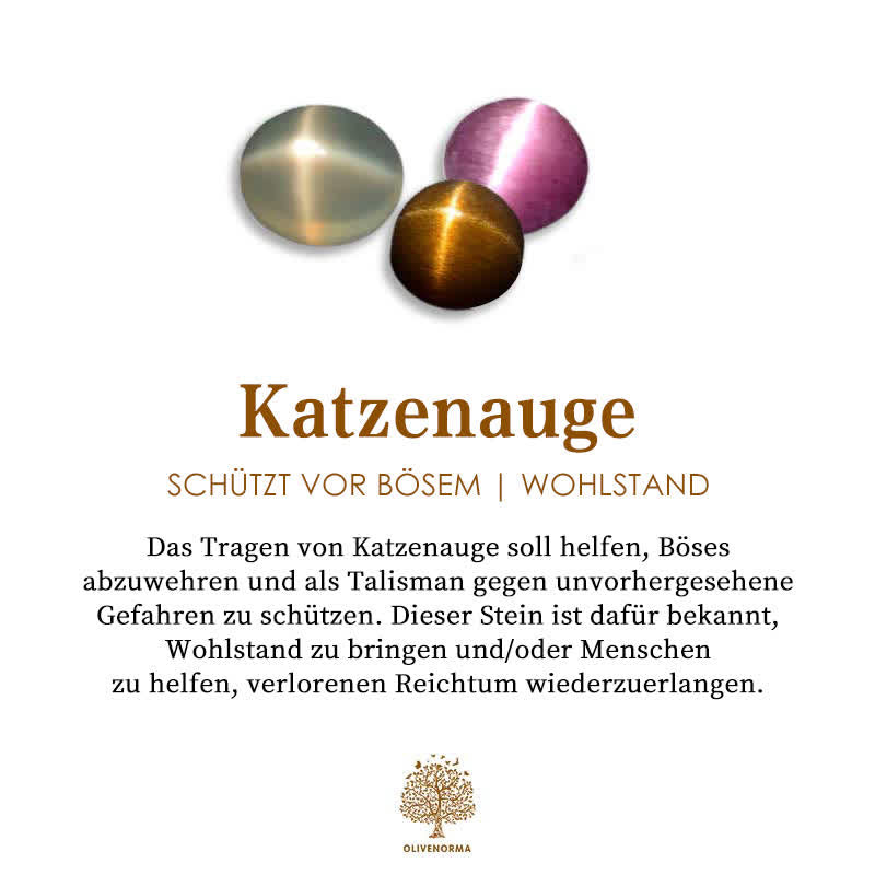 Katzenauge Schmuckstein, rund, glänzend, Schutz, Wohlstand, Talisman, Edelstein, Esoterik.