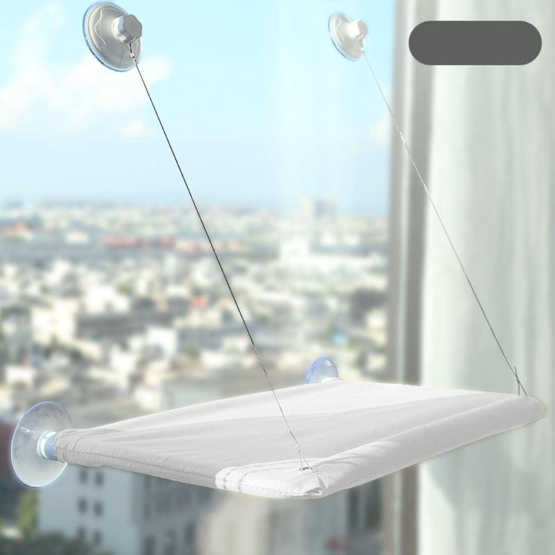 Katzenfensterliege mit Saugnäpfen, weiß, für Fenster, Haustierbett, stabil und platzsparend.