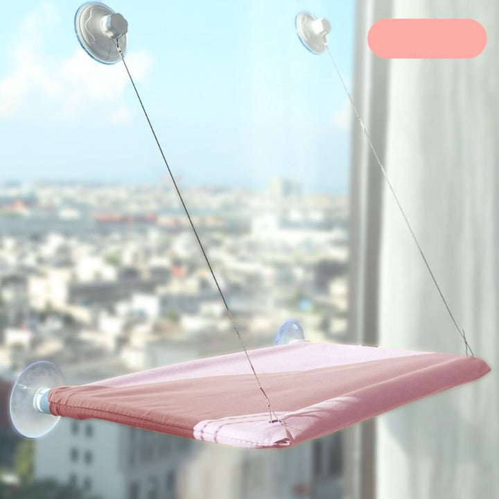 Rosa Katzenfensterliege mit Saugnäpfen, stabil, bequem, für Fenster, Katzenbett, Aussicht.