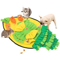 Hundespielmatte Ananas-Design, gelb-grün, interaktiv, mit Hund, Katze, Kaninchen.