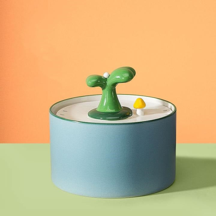 Keramik-Haustierbrunnen, blau-grün, modernes Design, Trinkbrunnen für Katzen und Hunde.