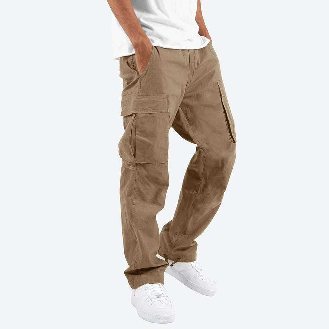 Khaki Cargo-Hose für Herren, lässig, Baumwolle, mit Seitentaschen, modisch, bequem.
