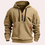 Khaki Hoodie mit Reißverschlüssen, Herrenmode, Freizeitkleidung, Baumwolle, Kapuzenpullover