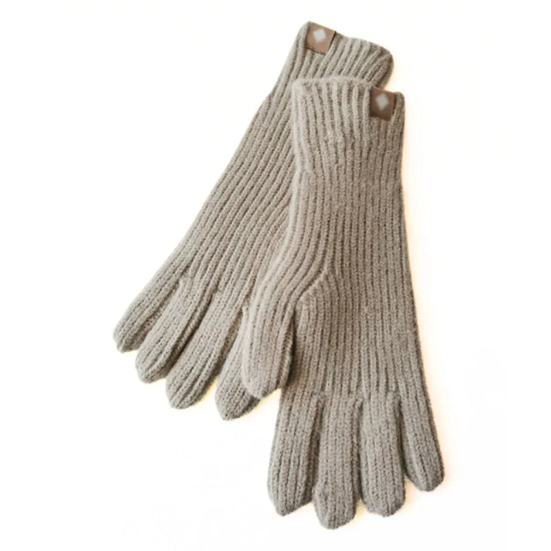 Khaki Strickhandschuhe aus Wolle, warm und bequem, ideal für Winter, Unisex-Design.