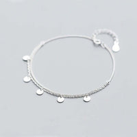 925 Sterling Silber Armband, mehrlagig, polierte runde Münzen, Damen Schmuck.