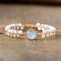 Handgemachtes Boho-Yoga-Armband, Amethyst-Opal, weiße Perlen, verstellbar, Damen-Schmuck.