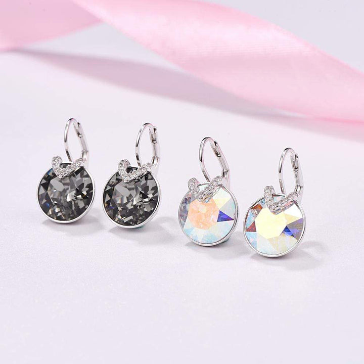 Silberne Ohrringe mit runden Kristallen, funkelnd, modisch, Schmuck für Damen.