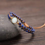Boho-Armband mit blauen Natursteinen und Opal, handgefertigt, verstellbar, Damen-Schmuck.