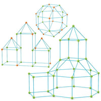 Baukasten für Kinder, geometrische Formen, blau-grün, Konstruktionsspielzeug, Kreativität fördern.