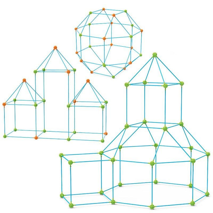 Baukasten für Kinder, geometrische Formen, blau-grün, Konstruktionsspielzeug, Kreativität fördern.