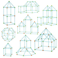 Blaue und orange Kinder-Bausteine, geometrische Strukturen, Lernspielzeug, Kreativbaukasten.