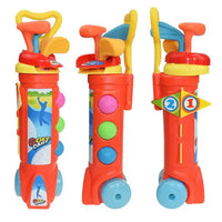 Kinder-Golfset aus Kunststoff, bunt, mit Schlägern und Bällen, für drinnen und draußen.