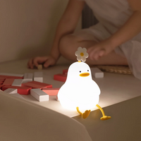 Nachtlicht Ente LED Kinderzimmer Lampe, weiß, Blumen-Dekor, Spielzeug, energiesparend