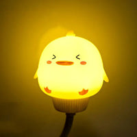 Gelbe Küken-Nachtlampe, LED, Kinderzimmer, dimmbar, energiesparend, süßes Design.