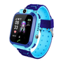 Blaue Smartwatch für Kinder mit Kamera, Silikonarmband, Touchscreen, wasserdicht.