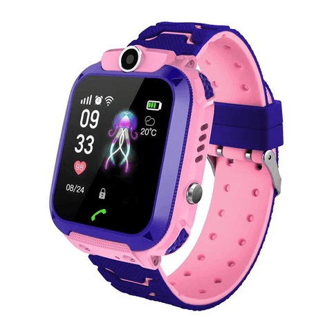 Kinder-Smartwatch rosa-blau, Touchscreen, Kamera, GPS, wasserdicht, Armband, digital.