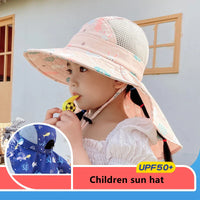 Kindersonnenhut UPF50+, rosa, mit Nackenschutz, atmungsaktiv, ideal für Sommer.