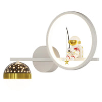 Moderne Kinder-Wandleuchte, LED, Astronaut-Design, dimmbar, weiß-gold, Schlafzimmer-Dekor.