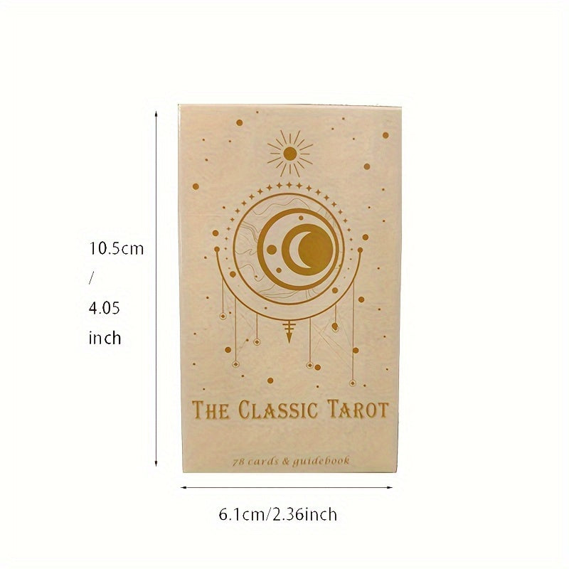 Klassisches Tarot-Deck, 78 Karten, beige, mit Anleitung, esoterisches Design, 10,5x6,1cm.