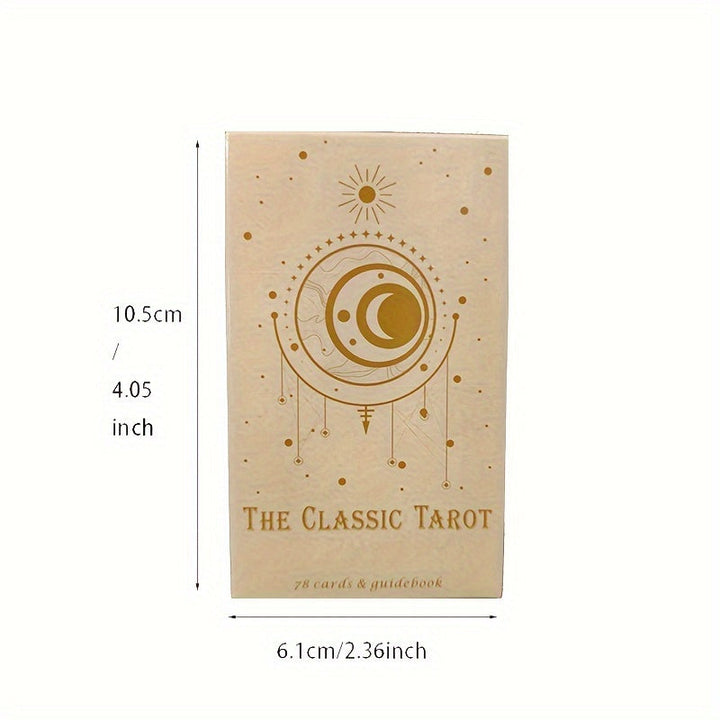 Klassisches Tarot-Deck, 78 Karten, beige, mit Anleitung, esoterisches Design, 10,5x6,1cm.