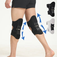 Schwarze Kniebandage mit Federunterstützung, Unisex, für Sport und Rehabilitation.