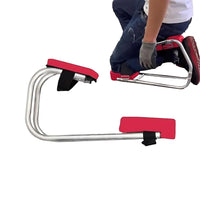Rote Knieunterstützung für Gartenarbeit, klappbar, ergonomisch, mit Metallrahmen.