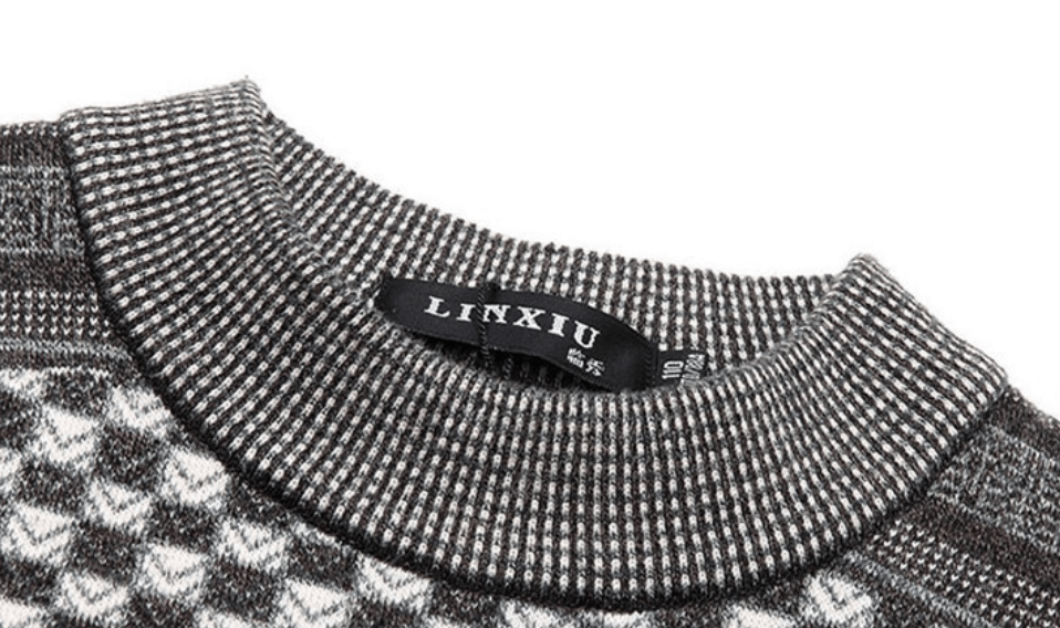 Herren-Winterpullover mit Karo-Strickmuster – Fabian