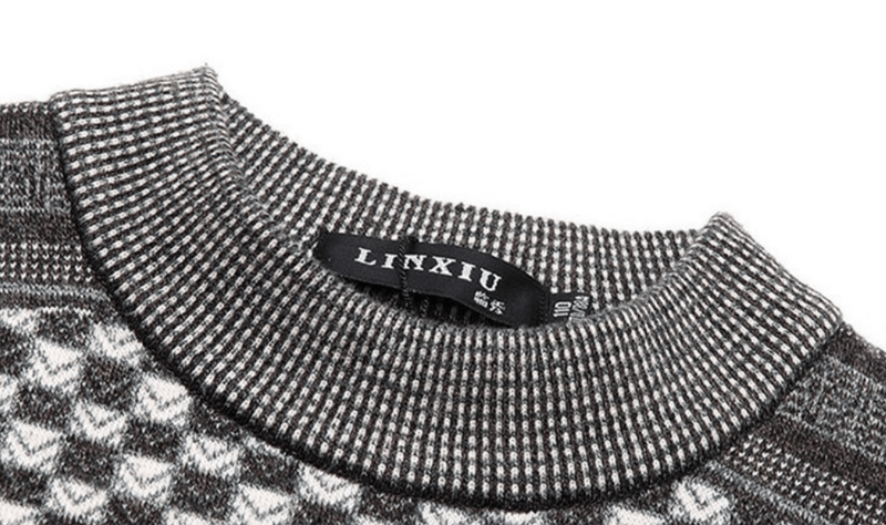 Herren-Winterpullover mit Karo-Strickmuster – Fabian