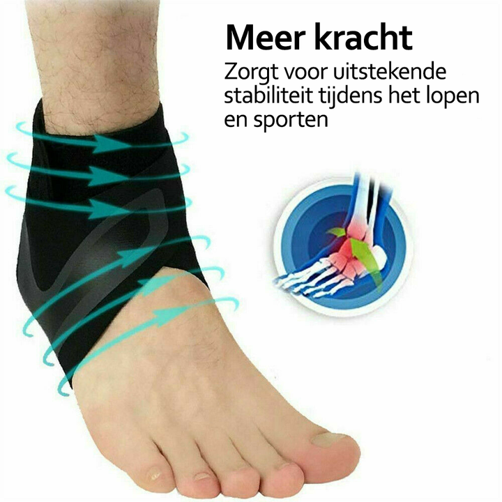 Schwarze Knöchelbandage für Stabilität beim Sport, elastisch, atmungsaktiv, Unisex.
