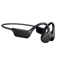 Schwarze kabellose Knochenleitungs-Kopfhörer, ergonomisches Design, Bluetooth-kompatibel.