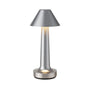 Silberne Tischlampe Kegel-Design, LED, Restaurant-Bar, modern, stilvoll, Metall, Beleuchtung.